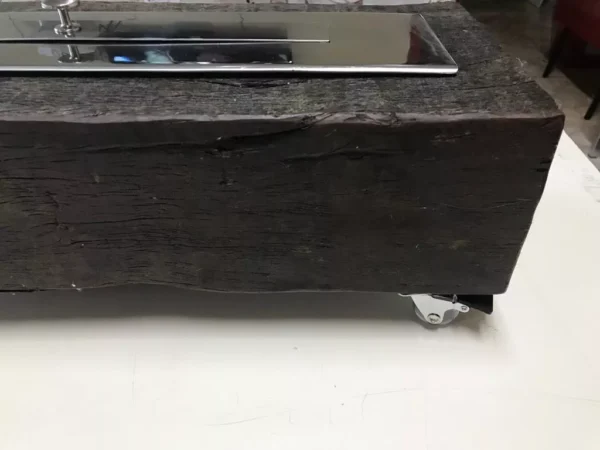 Lareira Ecológica 50cm Inox Em Dormente De Lei Canela . - Imagem 4