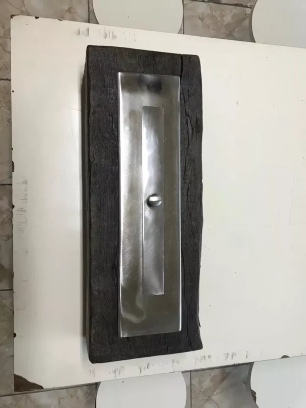 Lareira Ecológica 50cm Inox Em Dormente De Lei Canela . - Imagem 2