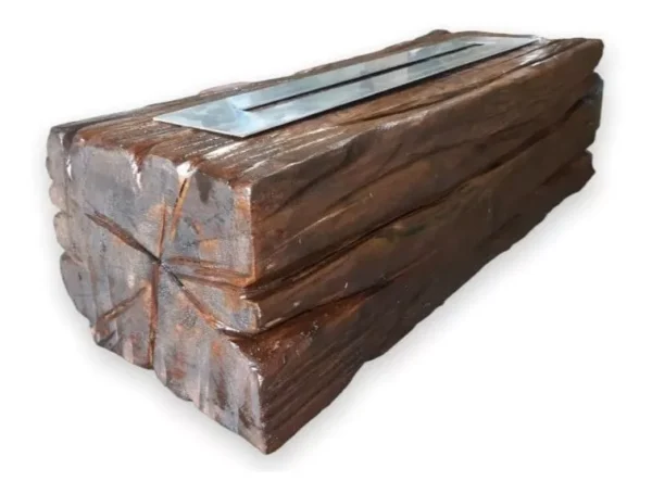 Lareira Ecológica Pronta Em Dormente De Lei 70cm - Inox 304 - Imagem 2