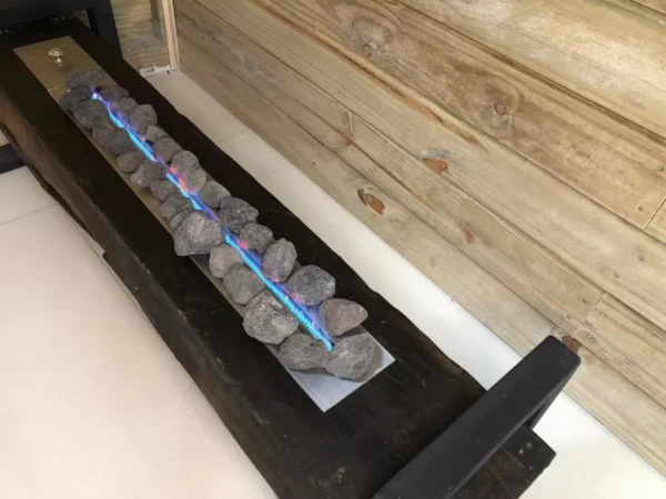 Lareira A Gás Inox Escovado Em Dormente De Lei 100cm - Imagem 4