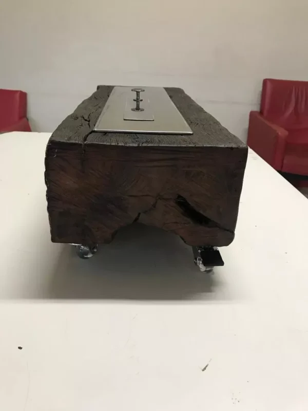 Lareira Ecológica 50cm Inox Em Dormente De Lei Canela . - Imagem 3
