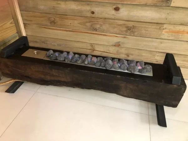 Lareira A Gás Inox Escovado Em Dormente De Lei 120cm - Imagem 2