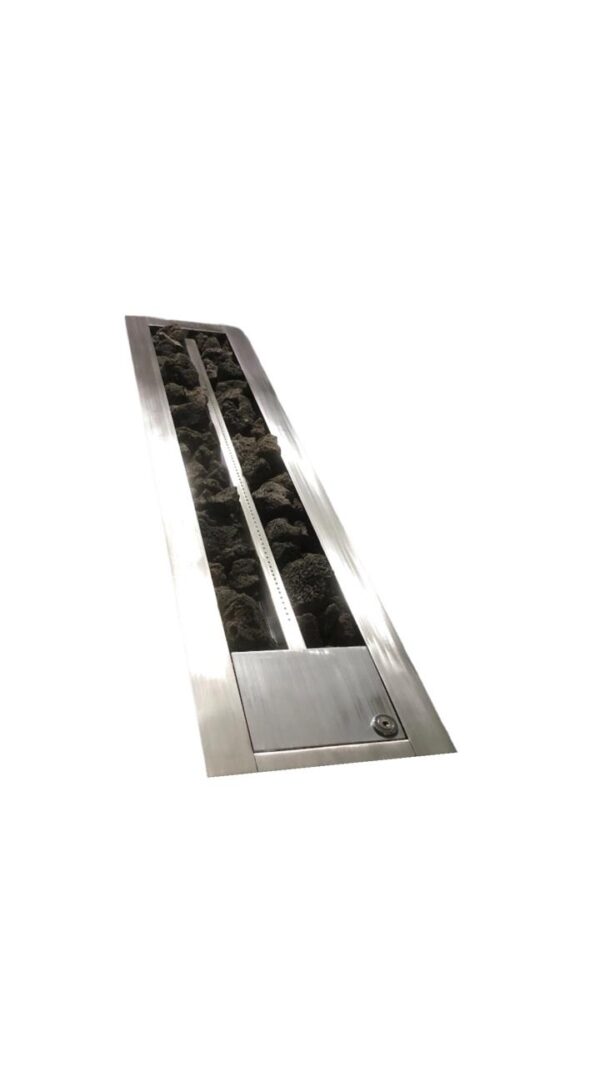 Lareira a Gás Inox 140cm com Pedras Vulcânicas + Tampa com chave. - Imagem 4