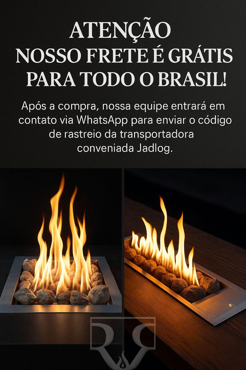 Lareira a Gás Inox 110cm com Controle Remoto + Pedras Vulcânicas - Imagem 10