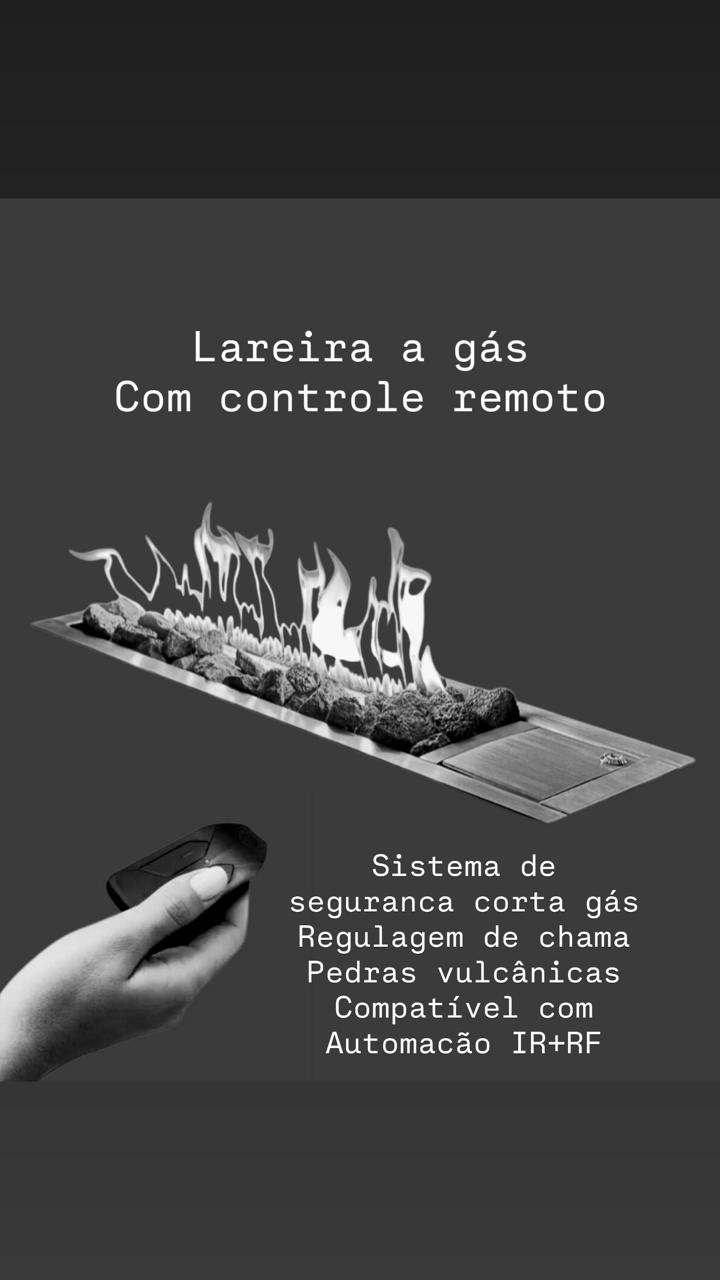 Lareira a Gás Inox 110cm com Controle Remoto + Pedras Vulcânicas - Imagem 2