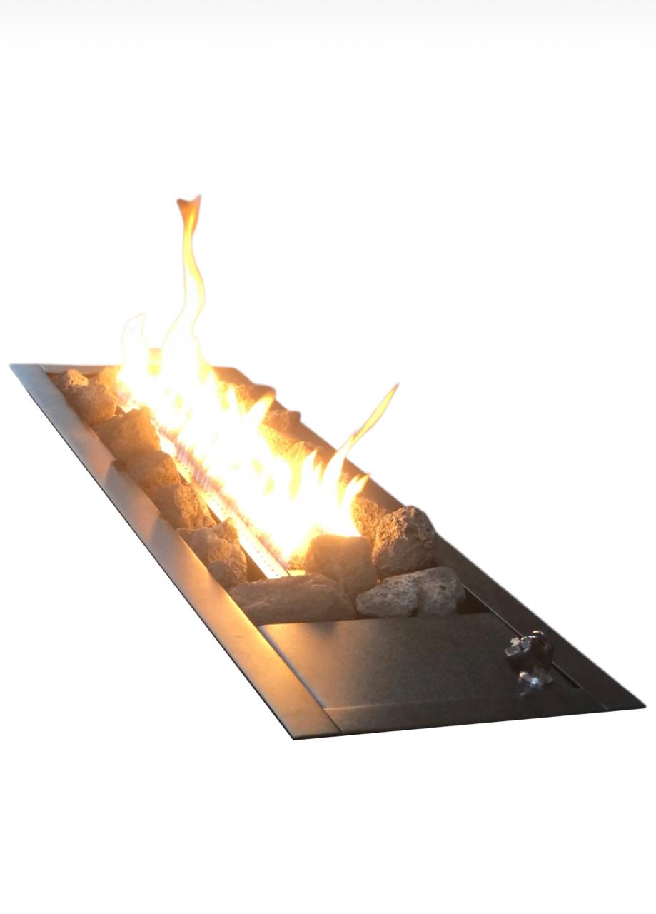 Lareira a Gás Inox 80cm Preta com Pedras Vulcânicas + Tampa com chave - Imagem 4