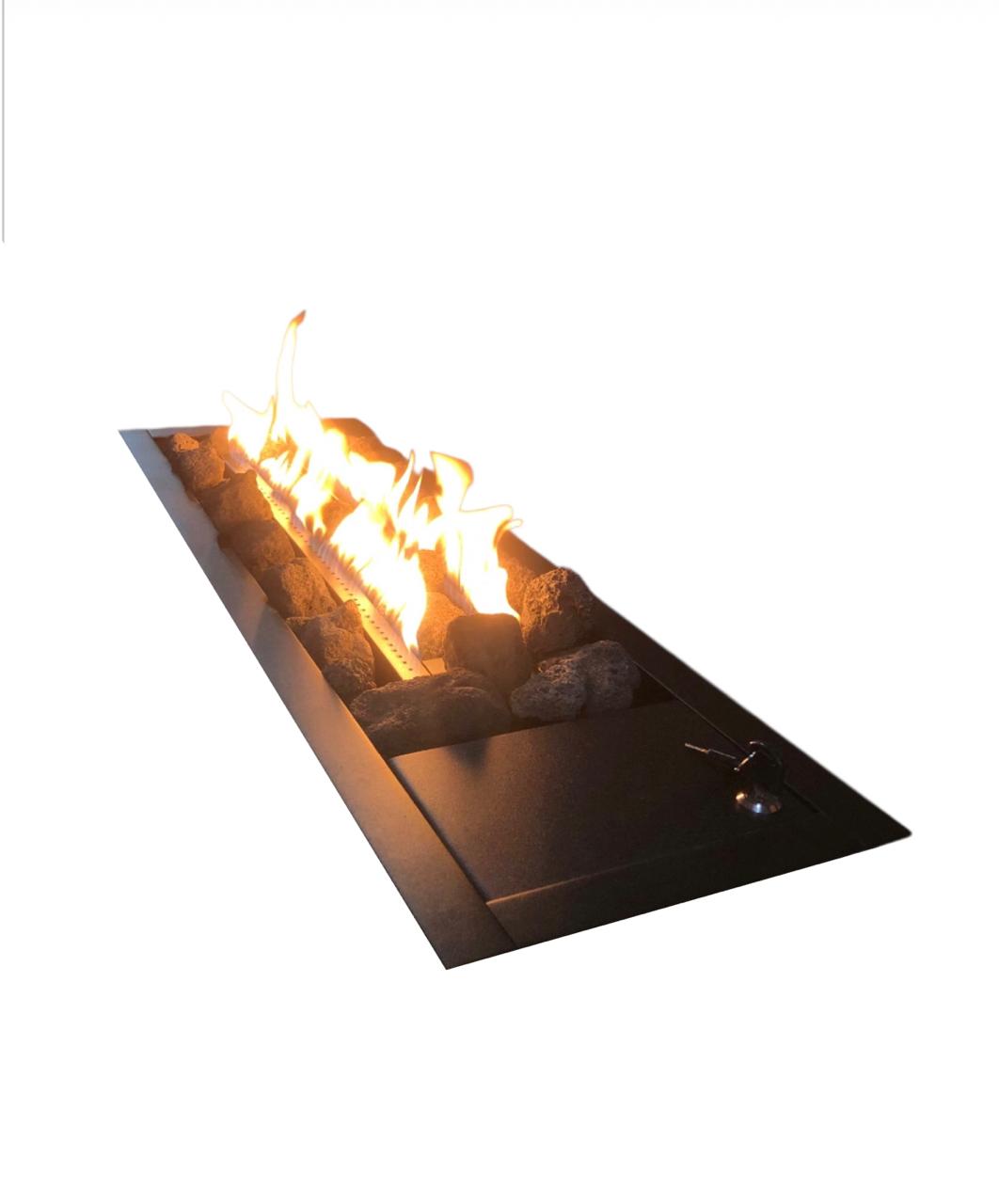 Lareira a Gás Inox 80cm Preta com Pedras Vulcânicas + Tampa com chave - Imagem 2