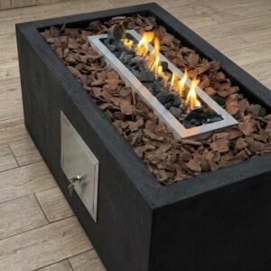 Lareira a Gás Inox 80cm com Pedras Vulcânicas + Tampa Fire Pit
