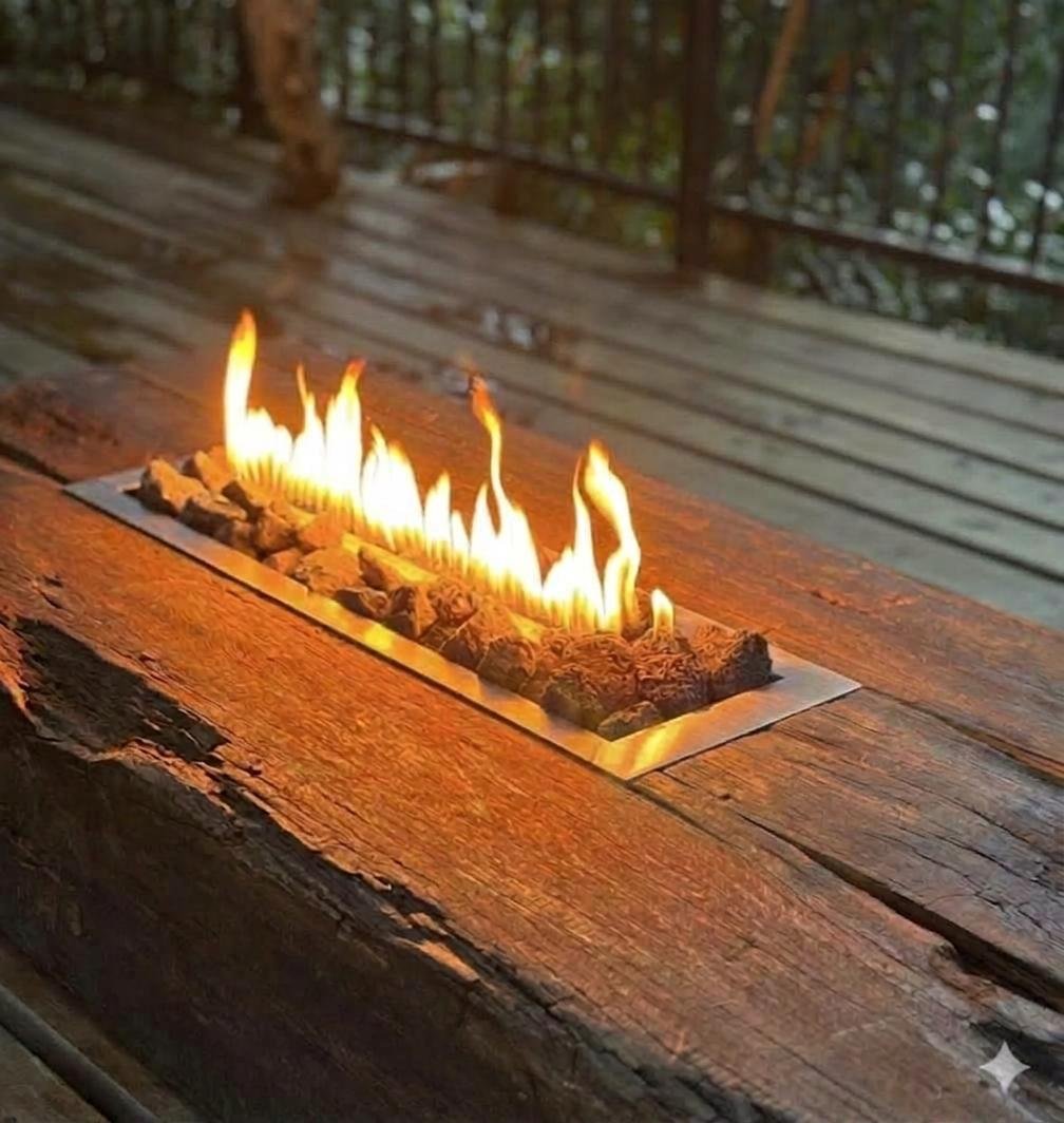 Lareira a Gás Inox 80cm com Pedras Vulcânicas + Tampa Fire Pit - Imagem 2